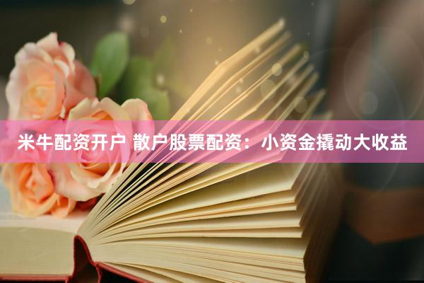 米牛配资开户 散户股票配资：小资金撬动大收益